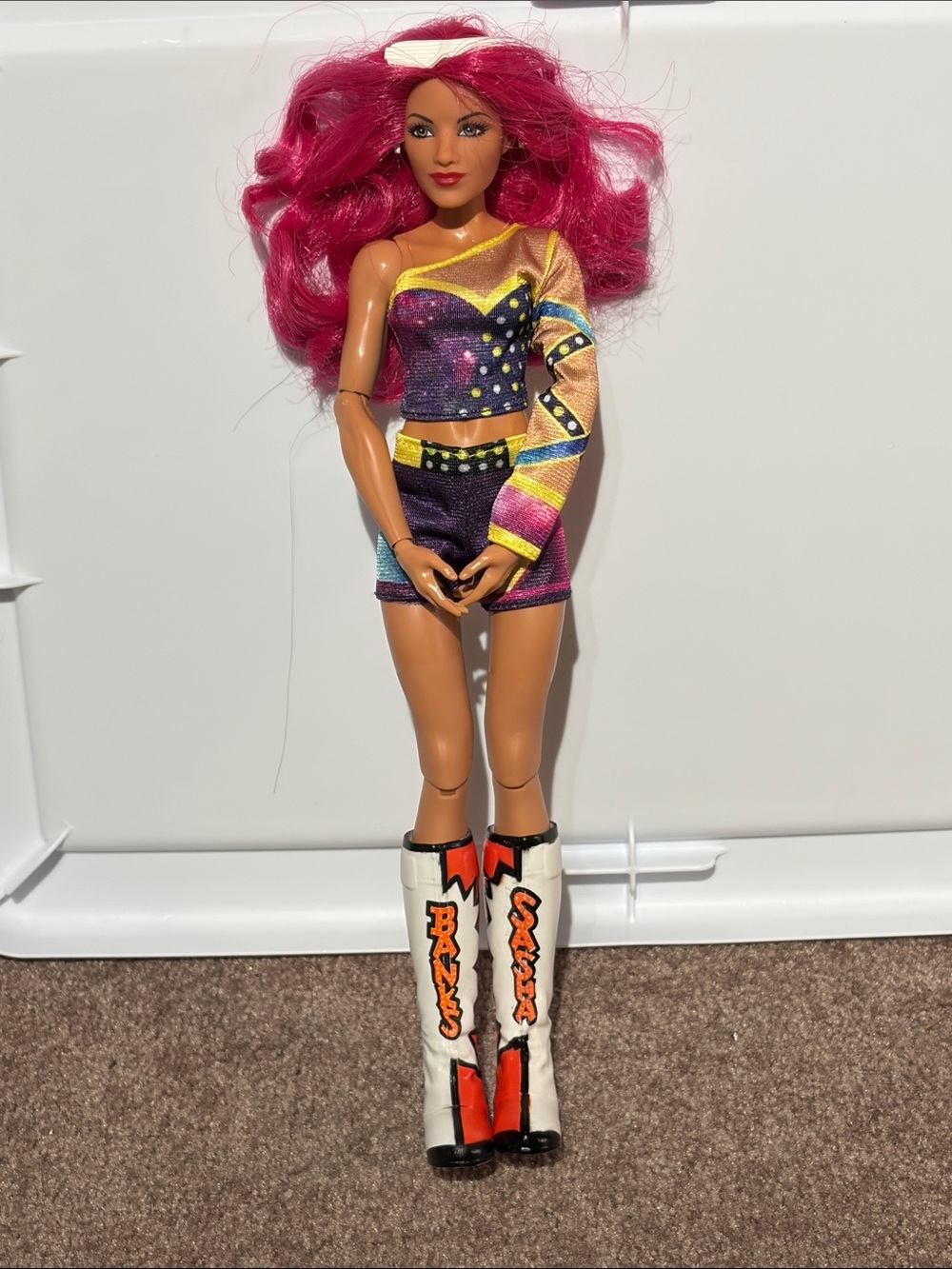 wwe Sasha banks Fashion Doll with Purple & Yellow Outfit